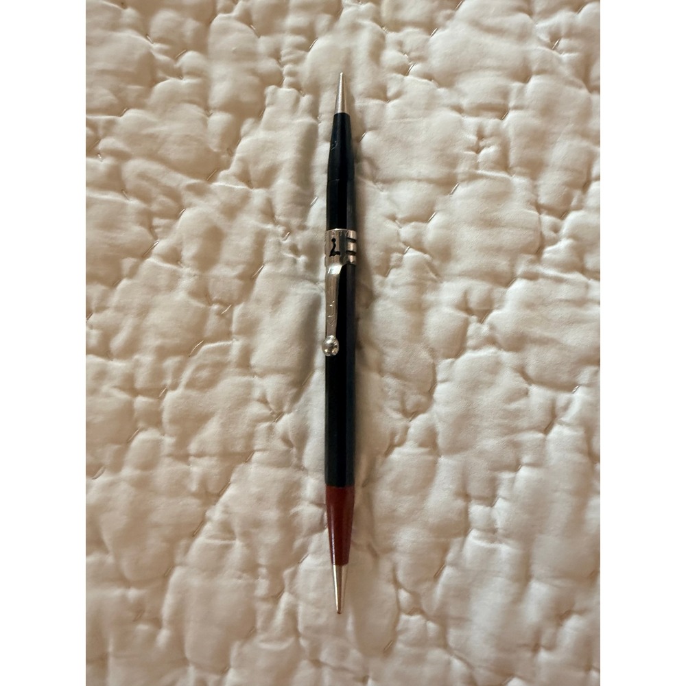 Vintage Lindy Mechanical Pencil Black and Red Two Tone Silver‎ Clip Collectible